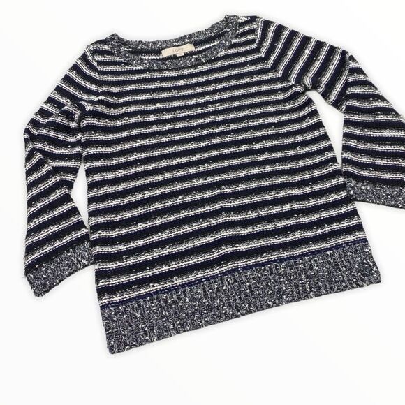 LOFT Black and Blue Striped Sweater Size Small - Picture 5 of 6